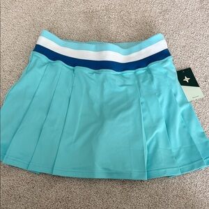 Aqua Pleated Sports Skirt with Contrast Waistband